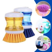 Kit 2 Escova Lava Louça Com Porta Dispenser De Detergente Sabão Sabonete Esponja Lava Louça Limpeza Multiuso