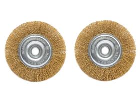 Kit 2 Escova Rotativa Circular Latonada 6" x 1/2" Para Motoesmeril