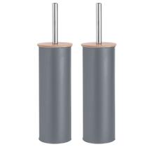 Kit 2 Escova Sanitária c/ Tampa de Bambu e Suporte Soft