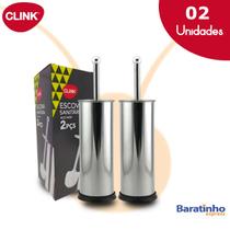 Kit 2 Escova Sanitária Vaso Com Cabo de Inox e Suporte