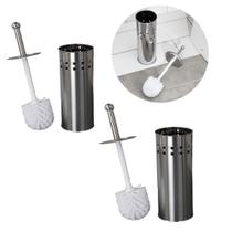 Kit 2 Escova Sanitária Vassourinha De Privada Vaso Banheiro em Inox Com Suporte