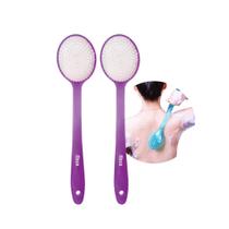 Kit 2 Escovas de Banho Corporal Costas Cabo Longo Massageadora Ricca 37,5cm