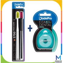 Kit 2 Escovas de Dente 5700 Cerdas Ultra Finas + 1 Fita Dental Premium 100mts Encerada Jadepro