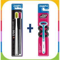 Kit 2 Escovas de Dente 5700 Cerdas Ultra Finas + 1 Limpador de Língua Jadepro