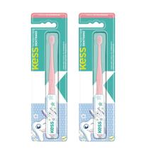 Kit 2 Escovas Dentais Infantil Bebês 0 a 6 meses Cerdas Extra Macia Kess Rosa