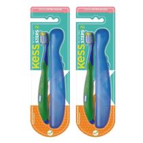 Kit 2 Escovas Dentais Infantil Kit Steps Kess Azul