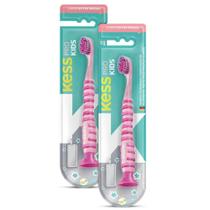Kit 2 Escovas Dentais Infantil Pro Kids C/ Ventosa Rosa Kess