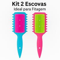 Kit 2 Escovas Fitagem Ricca Azul e Rosa - TikTok Kit 2 Escovas Fitagem Ricca Azul e Rosa - TikTok