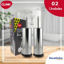 Kit 2 Escovas Sanitária Vaso Com Suporte e Cabo de Inox - Clink