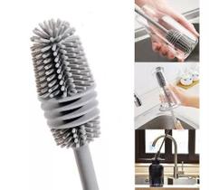 Kit 2 Escovas Silicone Lavar Garrafa Copo Canudo Taça