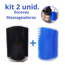 Kit 2 Escovas Tira Pelos Coçador Com Catnip Erva Para Gato Pet