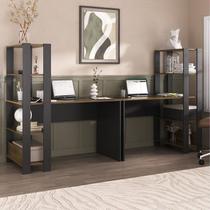 Kit 2 Escrivaninhas com Estante 4 Prateleiras 120cm Match