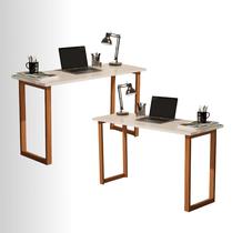 Kit 2 Escrivaninhas com Pés de Madeira Mesa Escritório Home Office Estudo 76 cm