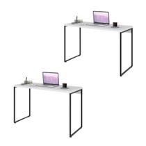 Kit 2 Escrivaninhas Industrial Compacta 90x50 MDF Branco Perfeita para Seu Home Office