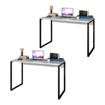 Kit 2 Escrivaninhas Mesas de Escritório Studio Industrial 120 Branco Mpozenato