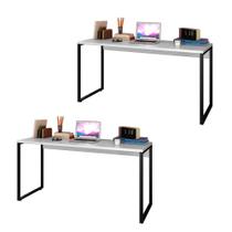 Kit 2 Escrivaninhas Mesas de Escritório Studio Industrial 150 Branco Mpozenato