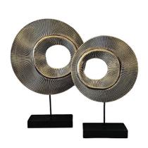 Kit 2 Escultura Abstrata Dourada Decoração Redonda Kit 2 Escultura Abstrata Dourada Decoração Redonda