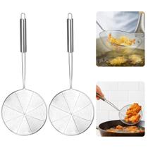 Kit 2 Escumadeira Para Fritura Peneira 13cm Em Aço Inox CM De Pastel Batata Salgado Frituras
