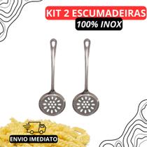Kit 2 Escumadeiras - Feita de aço inoxidável, é durável, resistente à corrosão e fácil de limpar
