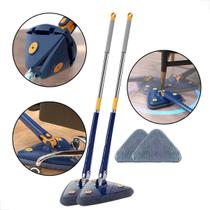 Kit 2 Esfregão Mop Triangular 360 Reservatório Microfibra Lavável, Ideal para Cantos, Teto e Pisos