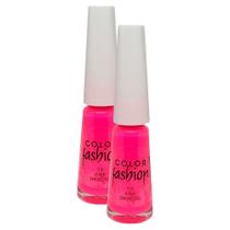 Kit 2 Esmalte Color Fashion Cremoso Cor Pink 8ml