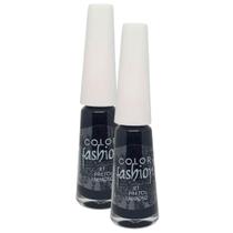 Kit 2 Esmalte Color Fashion Cremoso Cor Preto 8ml Kit 2 Esmalte Color Fashion Cremoso Cor Preto 8ml