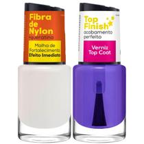 Kit 2 Esmalte Cora Fibra De Nylon E Top Coat Verniz