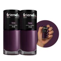 Kit 2 Esmalte Cremoso Roxo Sara Friends 7ml Cor Vibrante Kit 2 Esmalte Cremoso Roxo Sara Friends 7ml Cor Vibrante