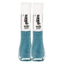 Kit 2 Esmalte Hits Glitter 5Free Cor Diamante Lua Azul 8ml