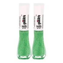 Kit 2 Esmalte Hits Glitter 5Free Cor Diamante Verde Aurora 8ml