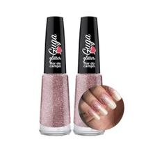 Kit 2 Esmalte para Unhas Flor do Campo Rosa Claro Glitter Brilho Guga 604 8ml