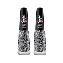 Kit 2 Esmalte para Unhas Glitter Cor Balada Preto 611 8ml Guga