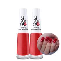 Kit 2 Esmalte para Unhas Perolado Cor Amor Proibido Vermelho 503 8ml Guga