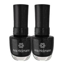 Kit 2 Esmalte Preto com Glitter Brilho Black Diamond Ana Hickmann 9ml Kit 2 Esmalte Preto com Glitter Brilho Black Diamond Ana Hickmann 9ml