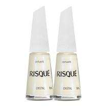 Kit 2 Esmalte Risqué Branco Cintilante Cristal 8ml