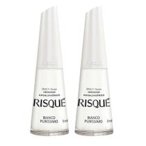 Kit 2 Esmalte Risqué Branco Cremoso Branco Puríssimo 8ml
