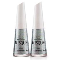 Kit 2 Esmalte Risqué Cor As Mil Purpurinas Glitter com 8ml
