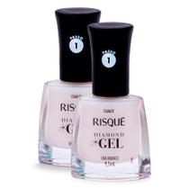 Kit 2 Esmalte Risqué Diamond Gel Chá Branco Natural 9,5ml