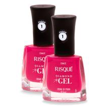 Kit 2 Esmalte Risqué Diamond Gel Cor Creme de Pitaya Cremoso 9,5ml