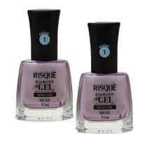 Kit 2 Esmalte Risqué Diamond Gel Cor Seda Lilás Metálico 9,5ml
