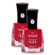 Kit 2 Esmalte Risqué Diamond Gel Cor Vermelho Cereja 9,5ml