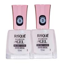 Kit 2 Esmalte Risqué Diamond Gel Top Coat Fixador Efeito Cristal 9,5ml