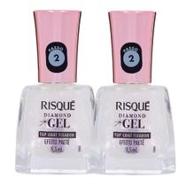 Kit 2 Esmalte Risqué Diamond Gel Top Coat Fixador Efeito Paetê 9,5ml