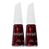 Kit 2 Esmalte Risqué Vermelhos Metálicos Cor Maçã do Amor 8ml
