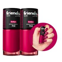 Kit 2 Esmalte Rosa Cremoso Evelyn Friends 7ml Cor Vibrante Kit 2 Esmalte Rosa Cremoso Evelyn Friends 7ml Cor Vibrante