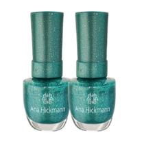 Kit 2 Esmalte Verde com Glitter Brilho Green Diamond Ana Hickmann 9ml Kit 2 Esmalte Verde com Glitter Brilho Green Diamond Ana Hickmann 9ml