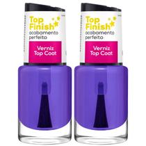 Kit 2 Esmaltes Cora Top Finish Efeito Verniz Para Unhas