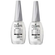 Kit 2 Esmaltes Efeito Gel Colorama Top Coat Brilho Diamante 8ml
