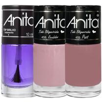 Kit 2 Esmaltes Recebidos e Post Coleção Toda Blogueirinha + Top Brilho 10ml Anita Kit 2 Esmaltes Recebidos e Post Coleção Toda Blogueirinha + Top Brilho 10ml Anita
