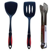 Kit 2 Espatula Culinária Peixe Carne Fritura 34 Cm C/Pegador